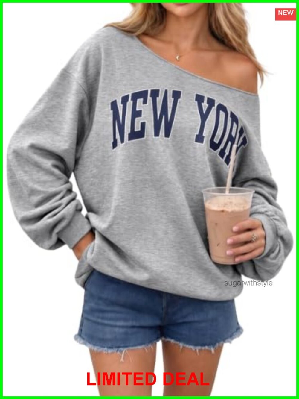 Remidoo Off Shoulder Sweatshirt Oversized Long Sleeve Top